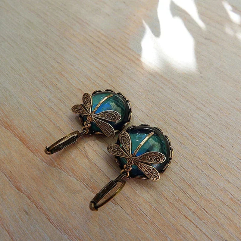 Spherical Dragonfly Earrings in Classic Gold